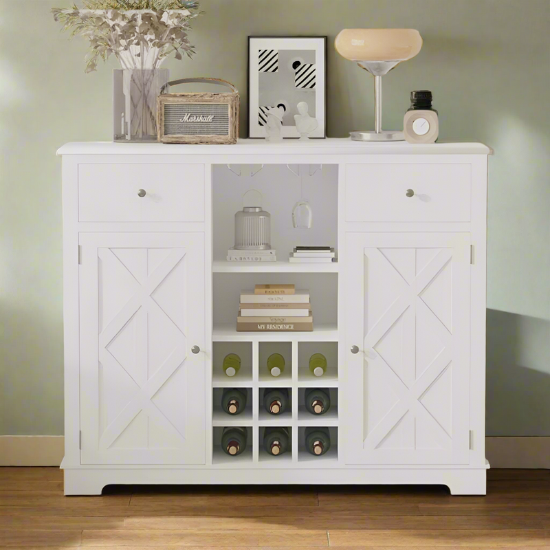 White buffet with wine rack sale