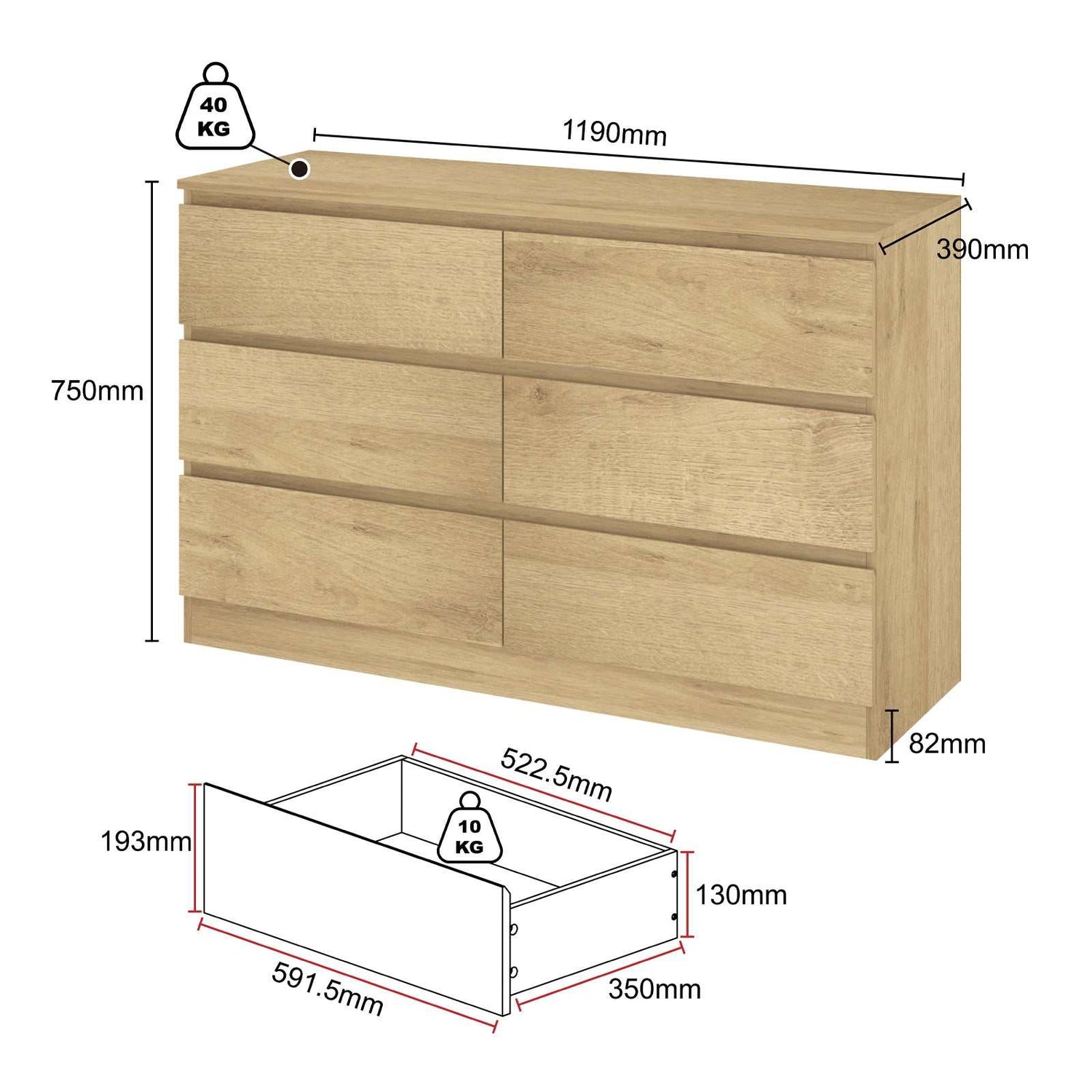 6 drawer dresser