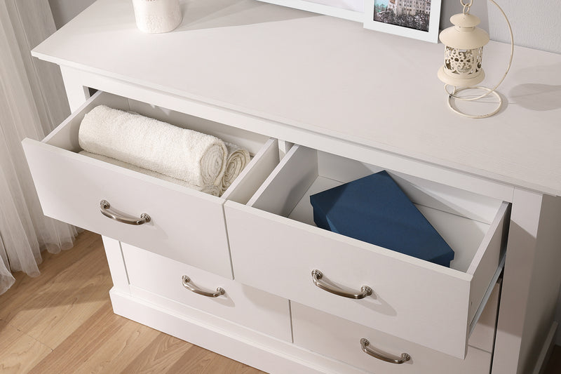 MerryLuk Ashford Chest of 6 Drawers White + Ashford Display Storage Cabinet