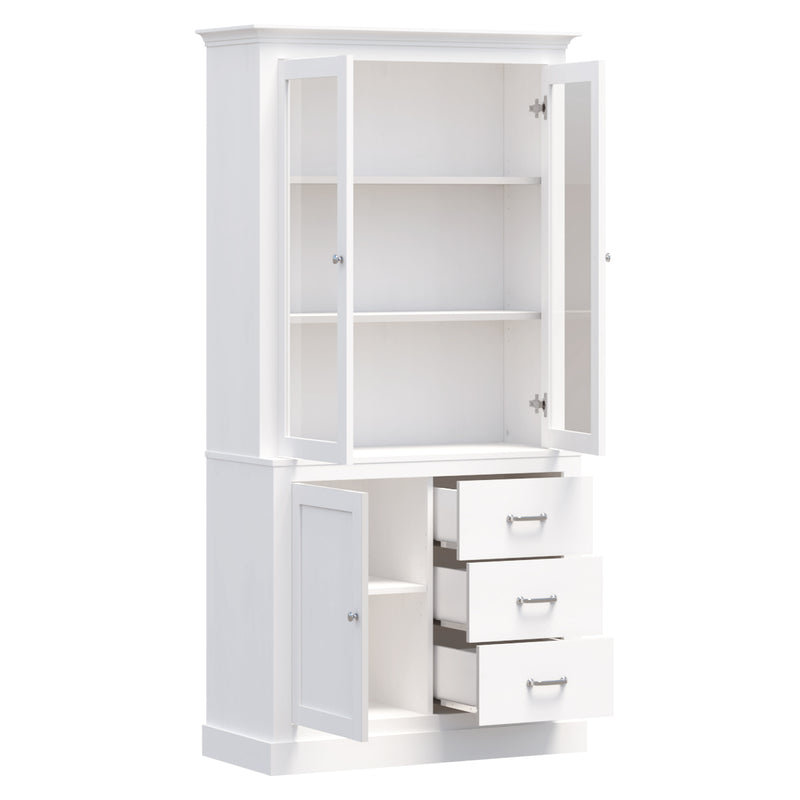 MerryLuk Ashford Chest of 6 Drawers White + Ashford Display Storage Cabinet