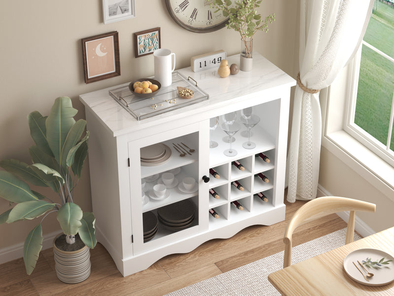 Jefferson White Compact Buffet Cabinet