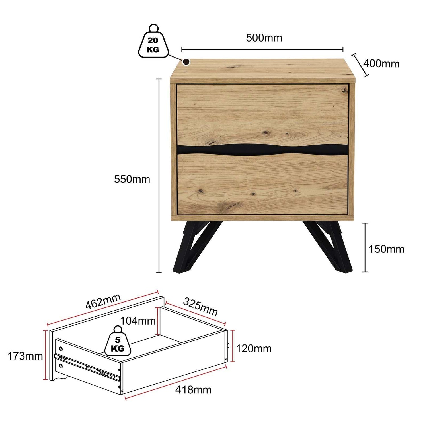 MerryLuk End Table Modern Set of 2