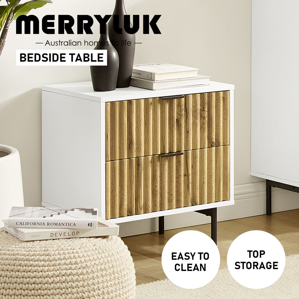 MerryLuk Chelsea Bedside Table Storage Drawers Cabinet Side End Table