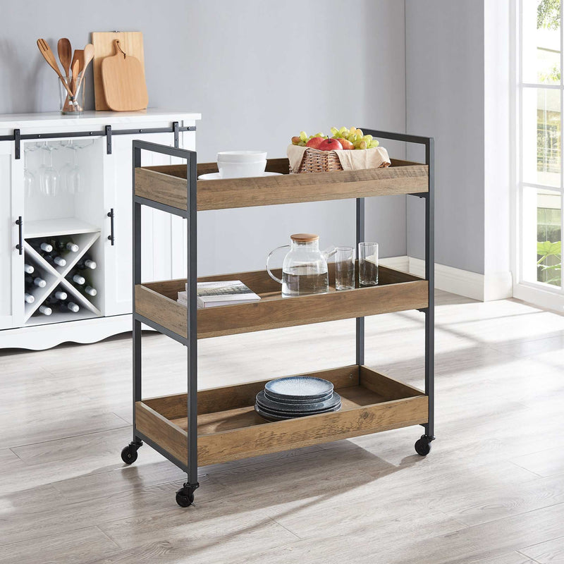 MerryLuk Buffet Sideboard Storage Cabinet with 3 Tier Bar Cart