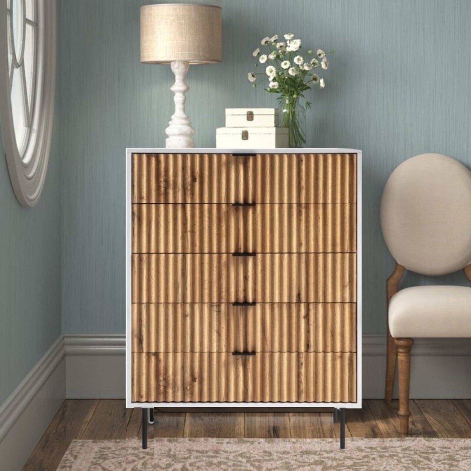 MerryLuk Chelsea Buffet Sideboard, Chest of 6 Drawer, Chest of 5 Drawer, Bedside Table Bundle